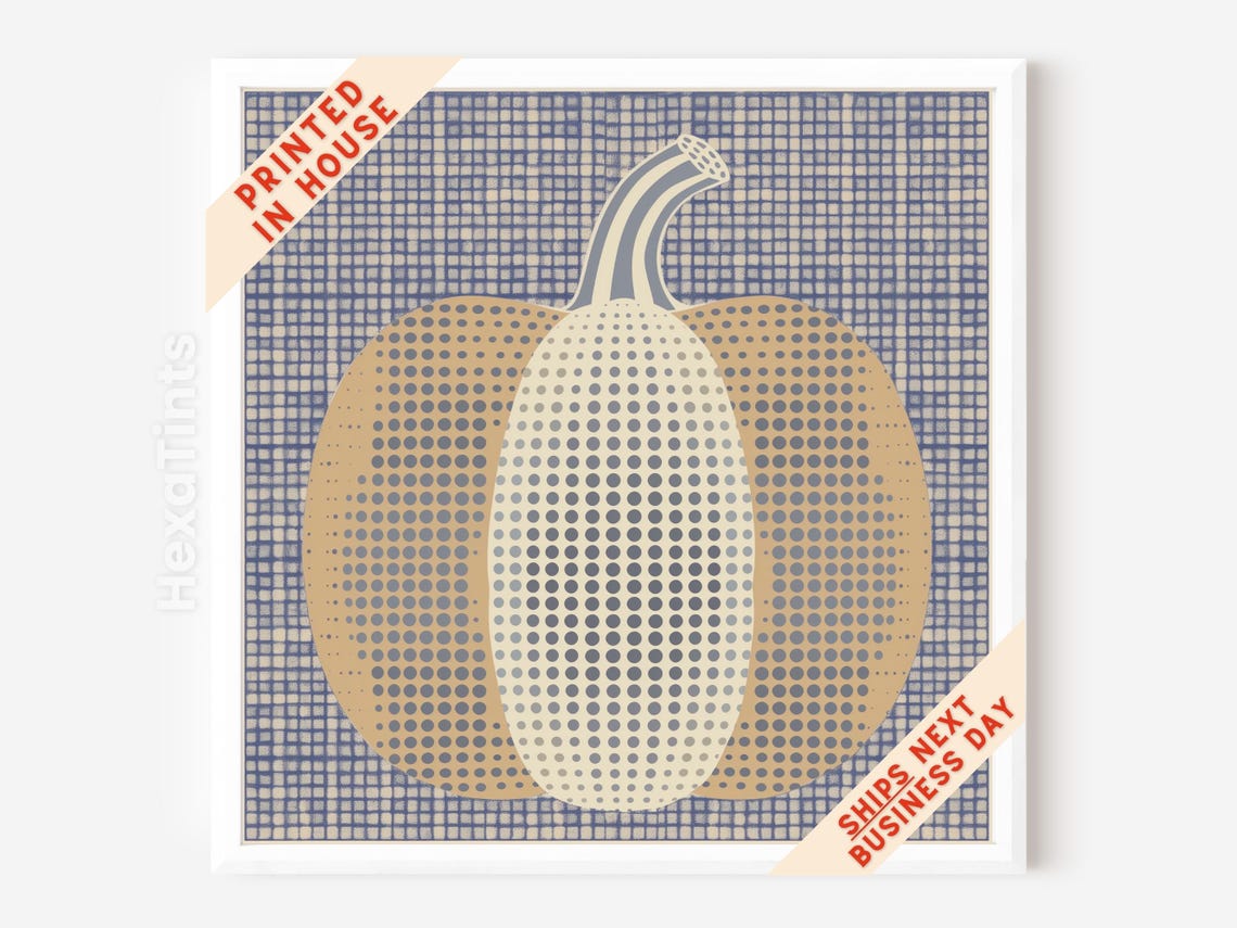 Preppy Pumpkin Art Print Modern Fall Geometric Illustration - Image 4