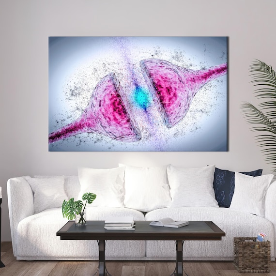 Pink Brain Synapse Neuron Science Canvas Art Medical Office Print