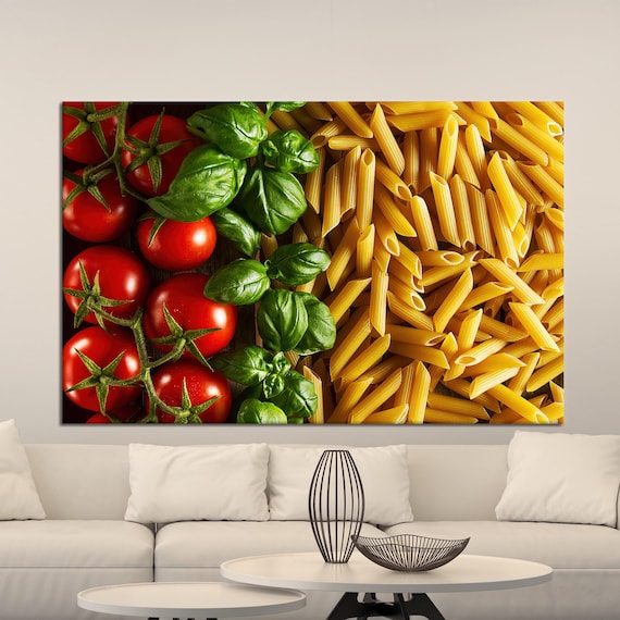Fresh Tomatoes Basil Penne Pasta Italian Kitchen Food Photography Poster