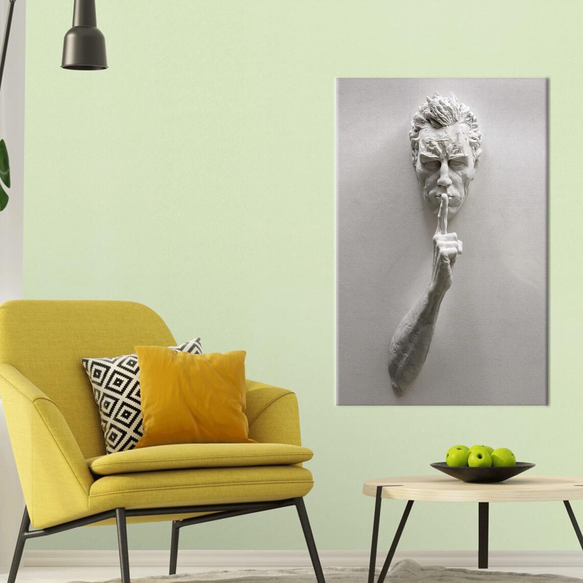 Contemporary Male Sculpture Silence Gesture Minimalist White Art Poster