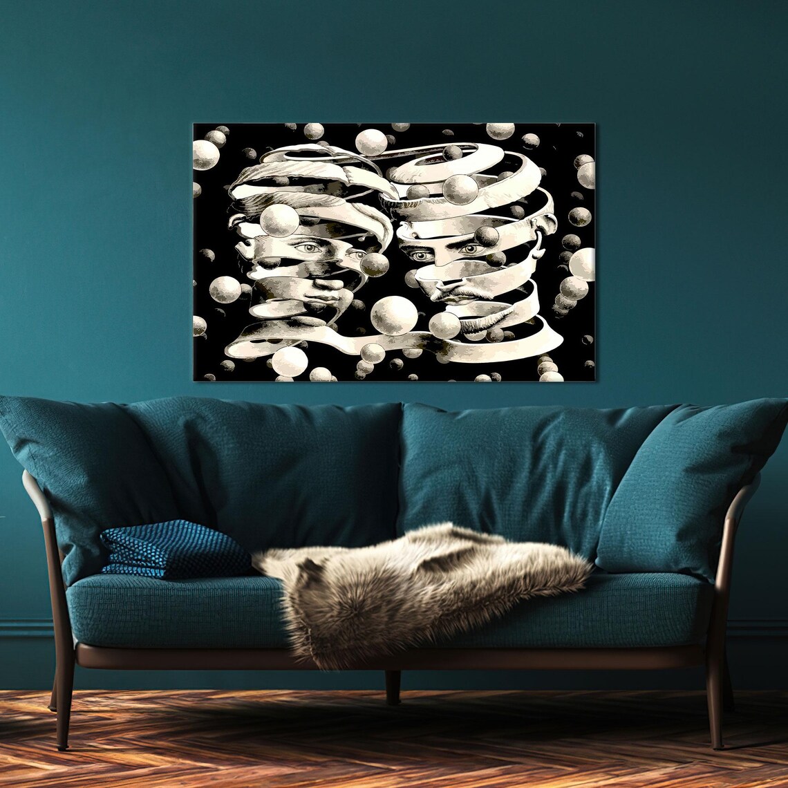 Escher Bond of Union Surreal Spiral Faces Optical Art Poster