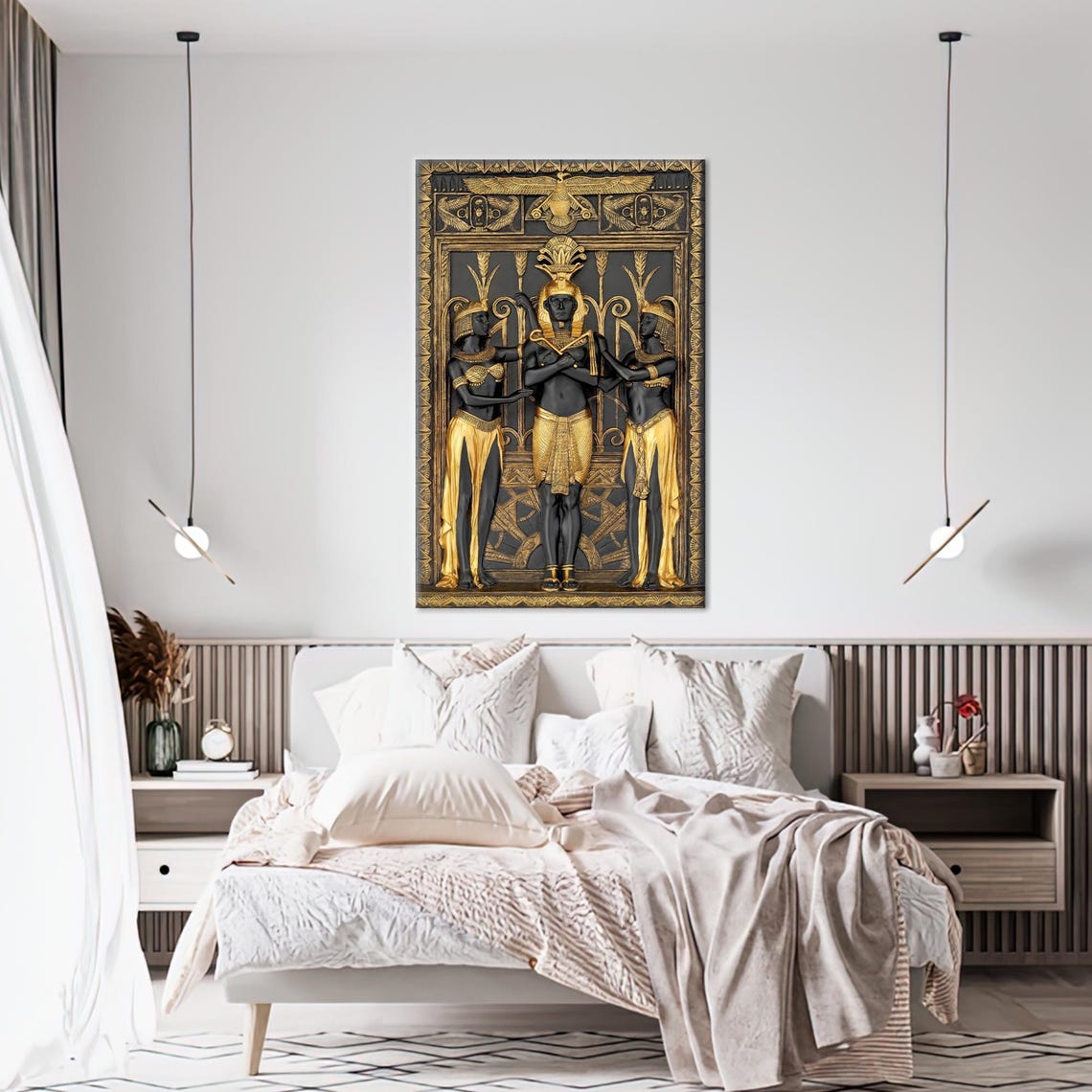 Black And Gold Egyptian Pharaoh Golden Hieroglyph Canvas Poster