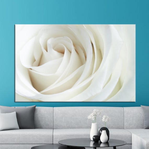 White Rose Modern Floral Wall Art Print