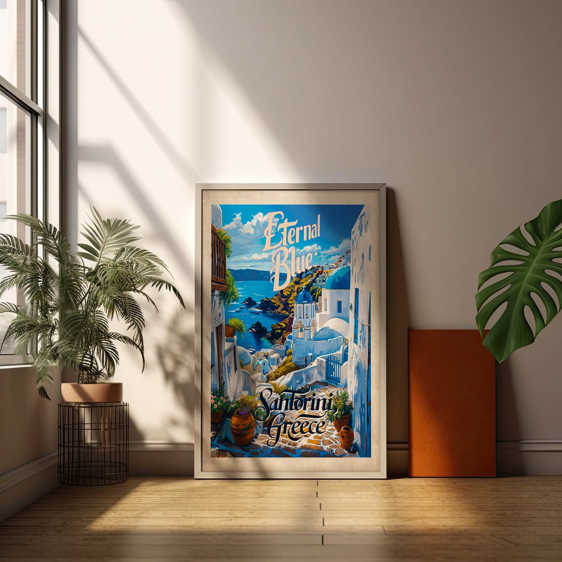 Santorini Greece Eternal Blue White Village Vintage Travel Poster - Image 2