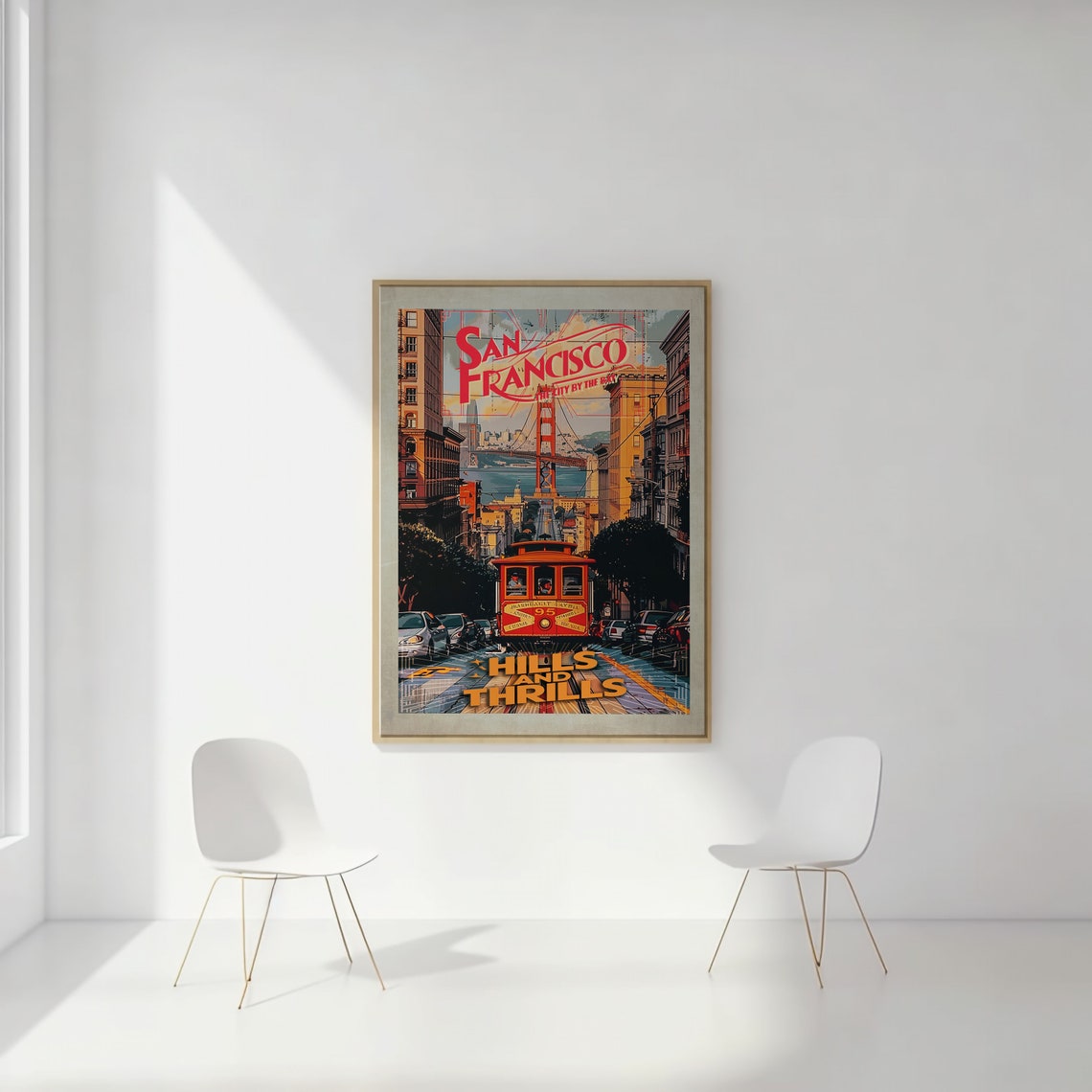 San Francisco Cable Car Hills and Thrills Retro Travel Poster - Image 2