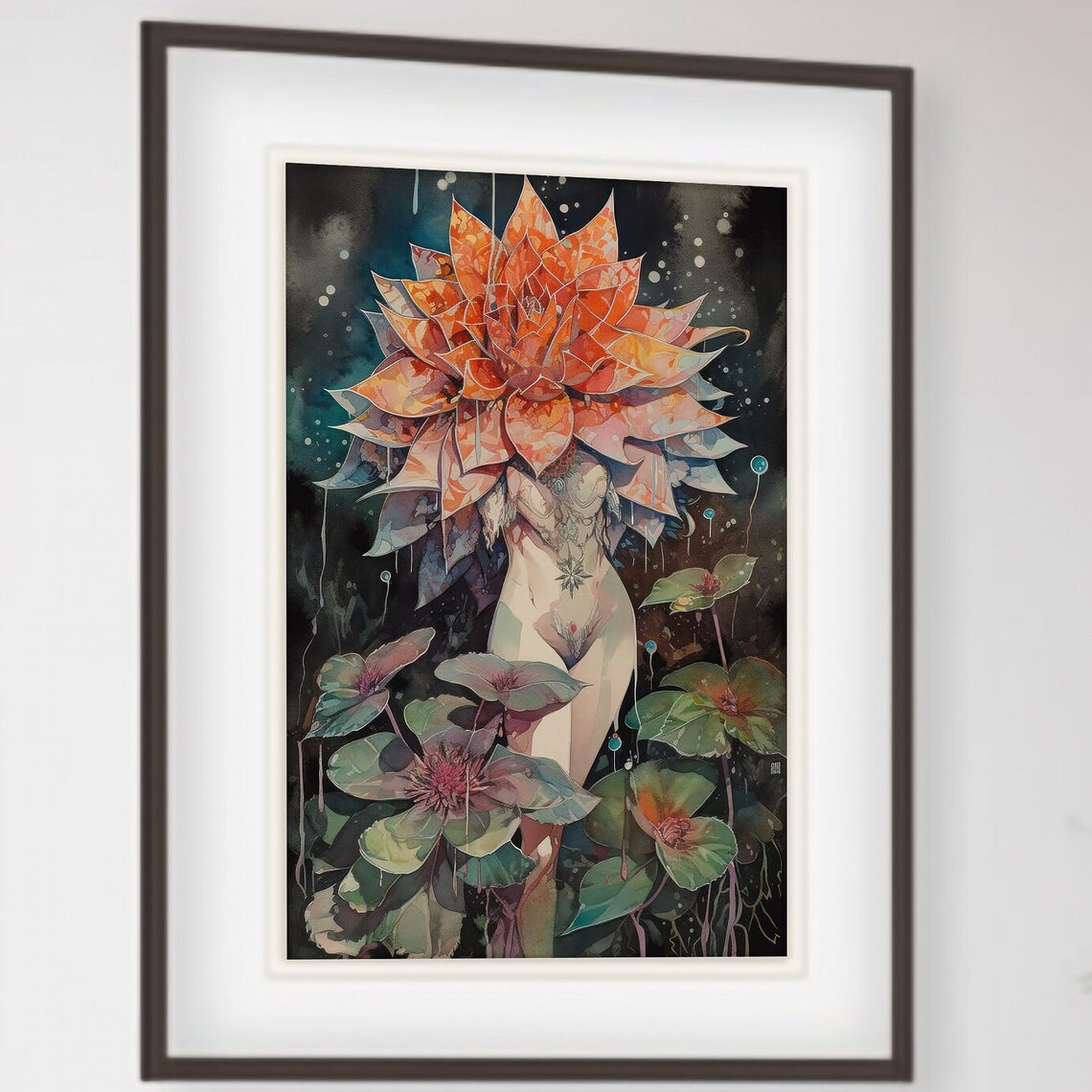 Belladonna of Sadness Abstract Woman Flower Watercolor Art Print - Image 3