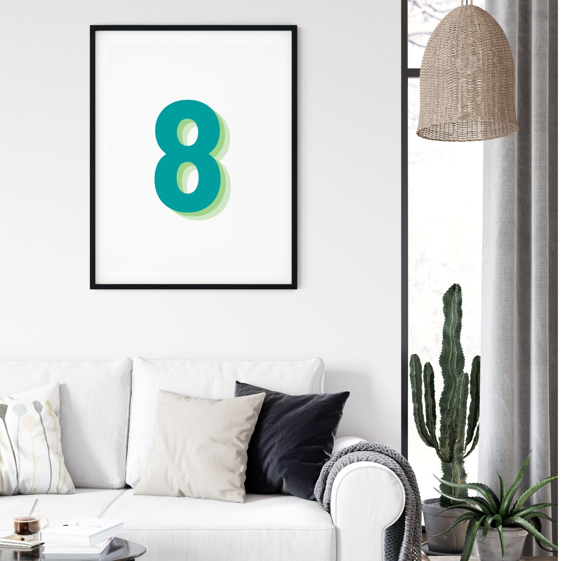 Retro 3D Number 8, Birthday Age Art Print - Image 2