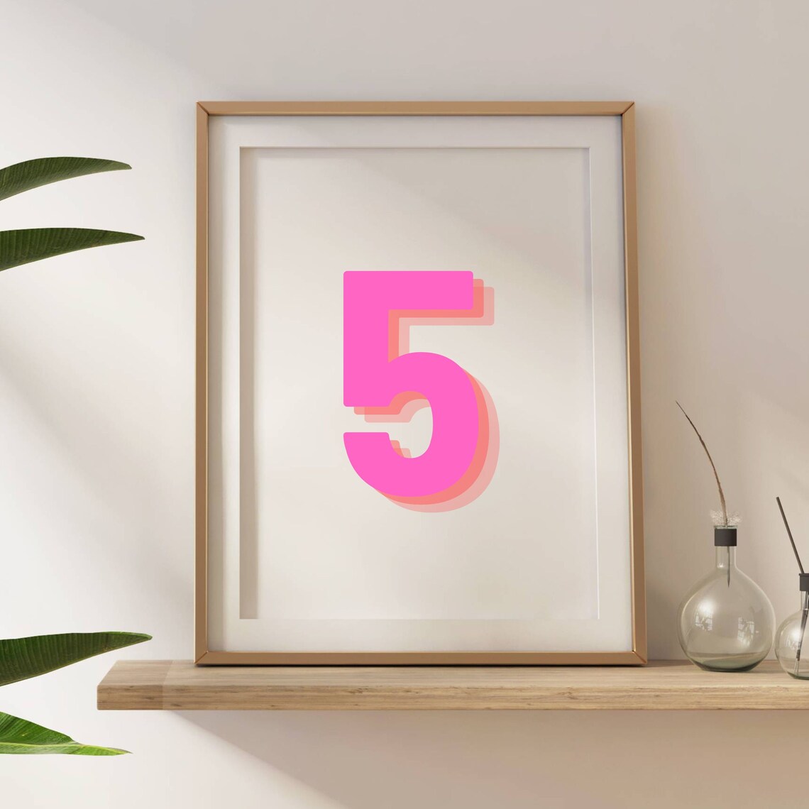 Retro 3D Number 5, Monogram Number Five Art Print - Image 5