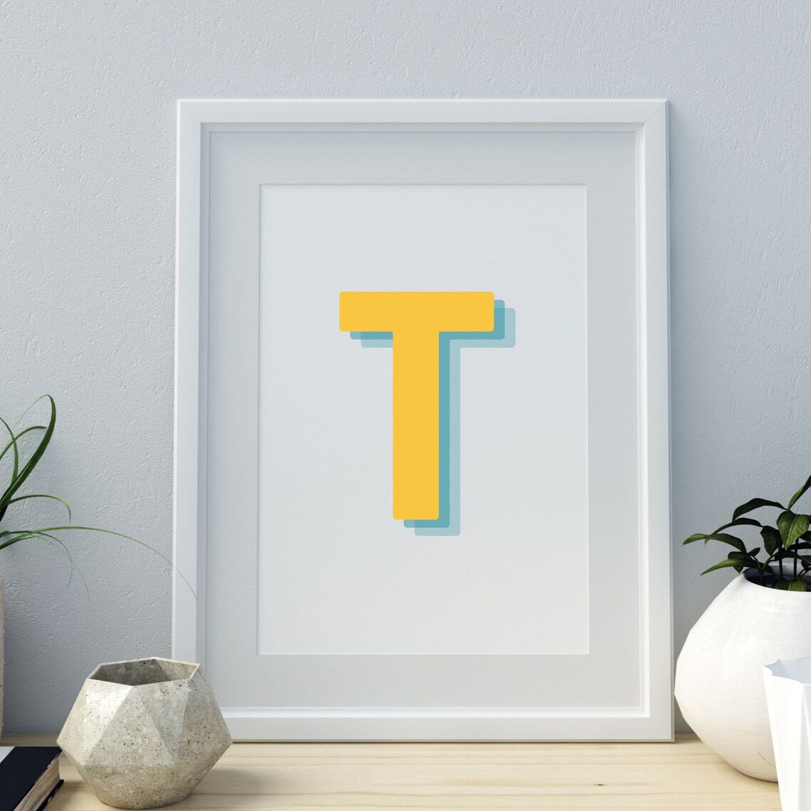Retro 3D T Letter Monogram, Alphabet Print - Image 3