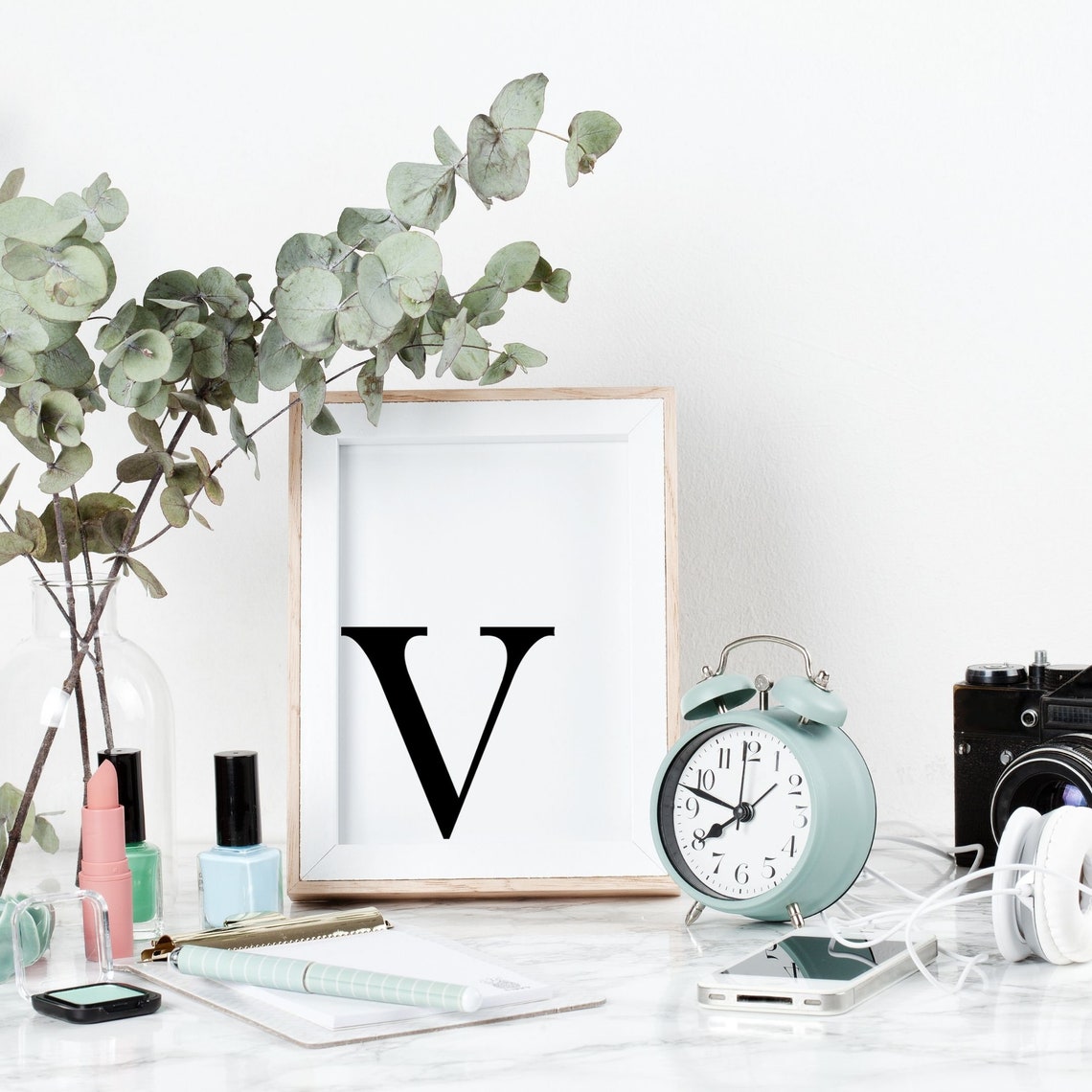 Letter V, Minimalist Monogram Art Print - Image 2
