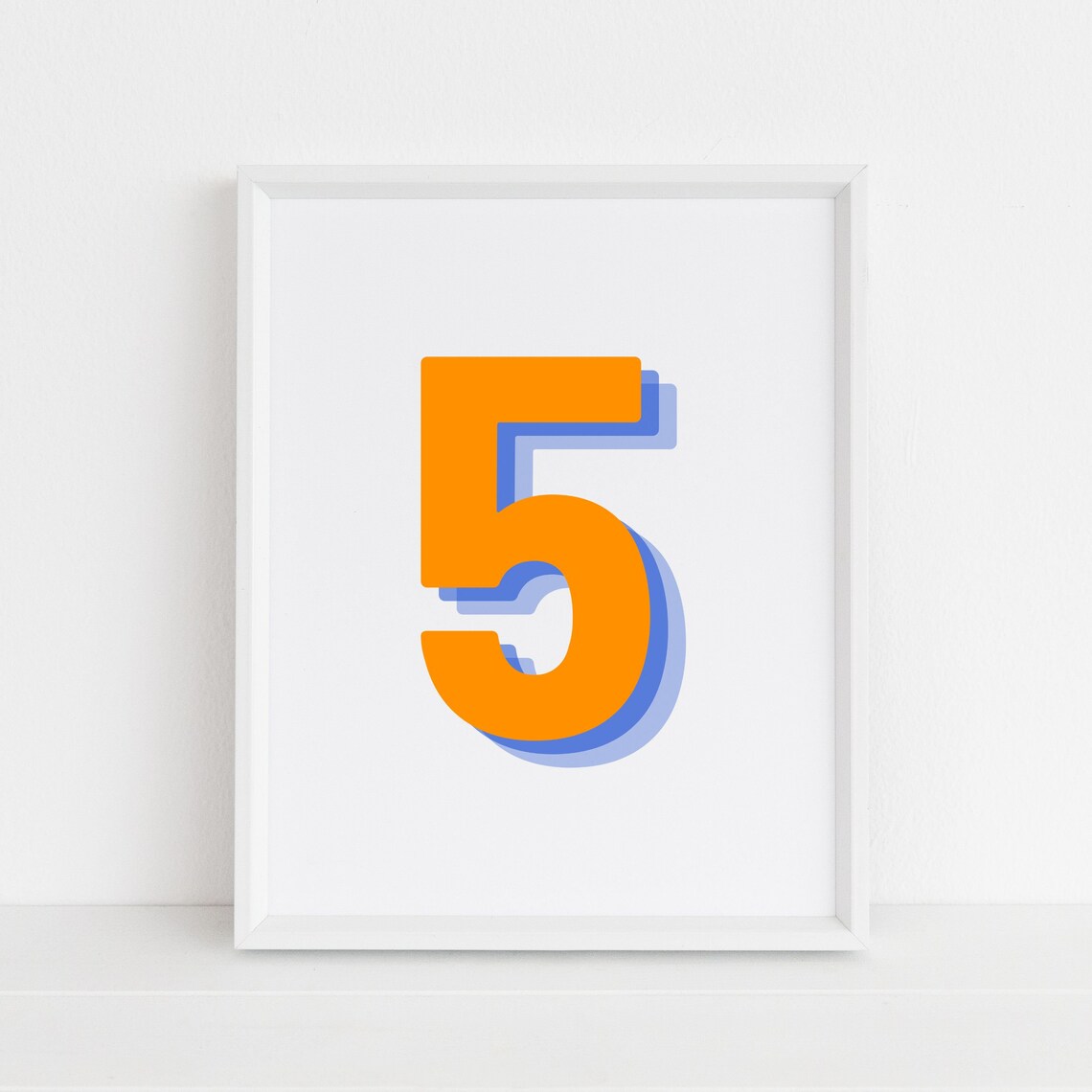 Retro 3D Number 5 Poster, Birthday Age Print
