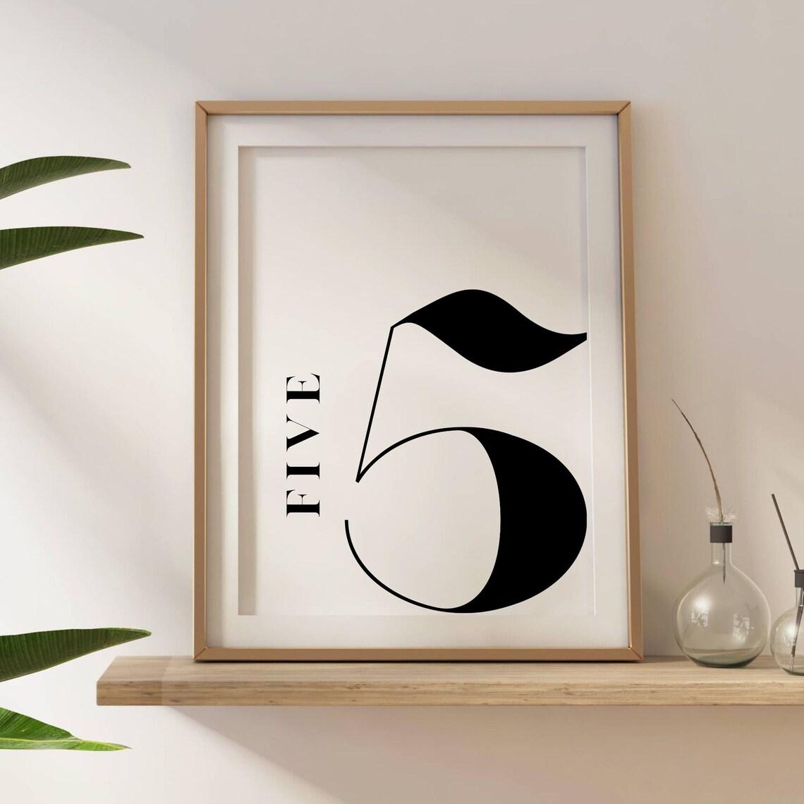 Number 5 Monogram Print, Kid Table Number Art