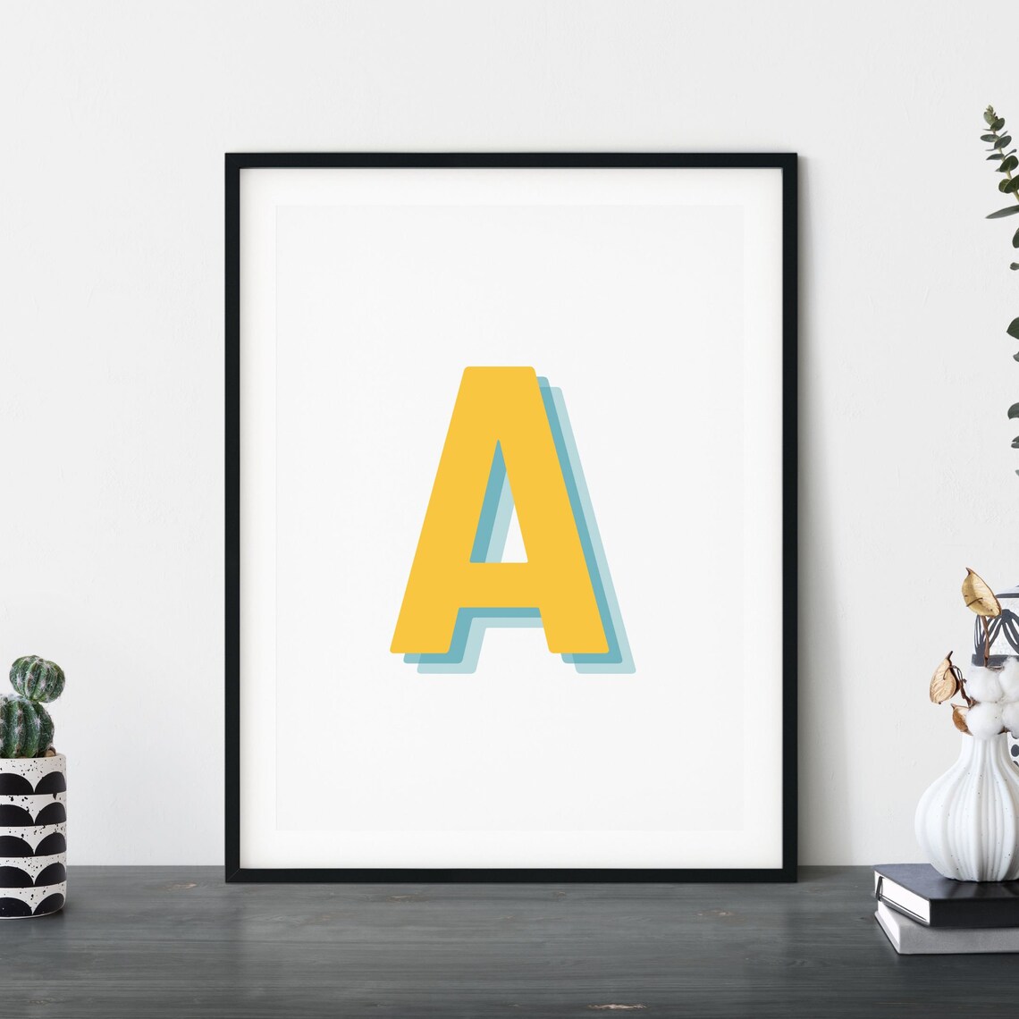 Retro 3D A Letter Monogram, Baby Initial Wall Art - Image 4