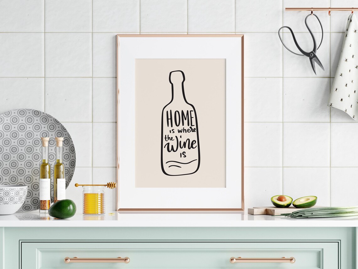 Wine Quote Poster, Minimalist Kitchen Decor - Image 2