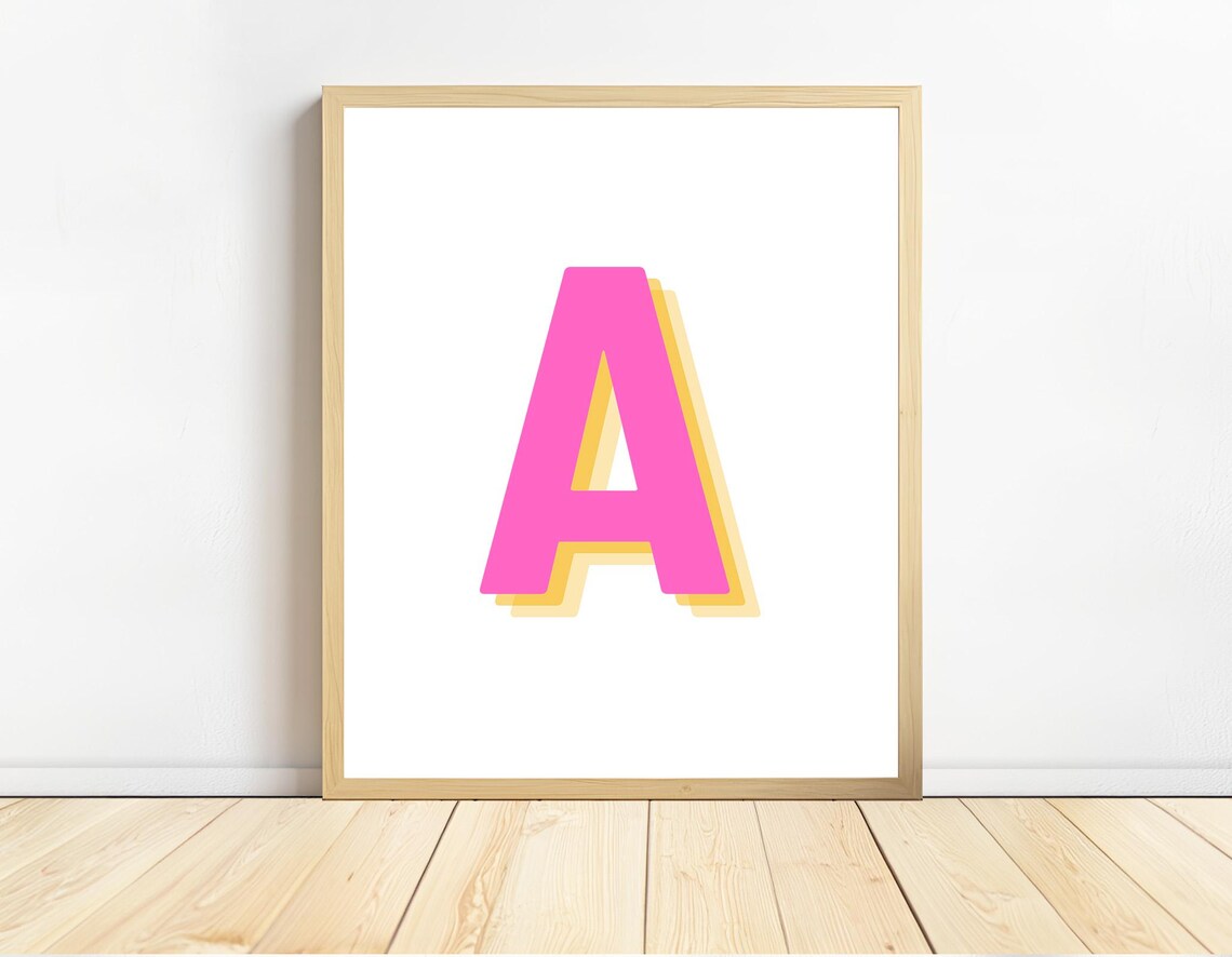 Retro 3D Pink Letter A, Alphabet Art Print - Image 3