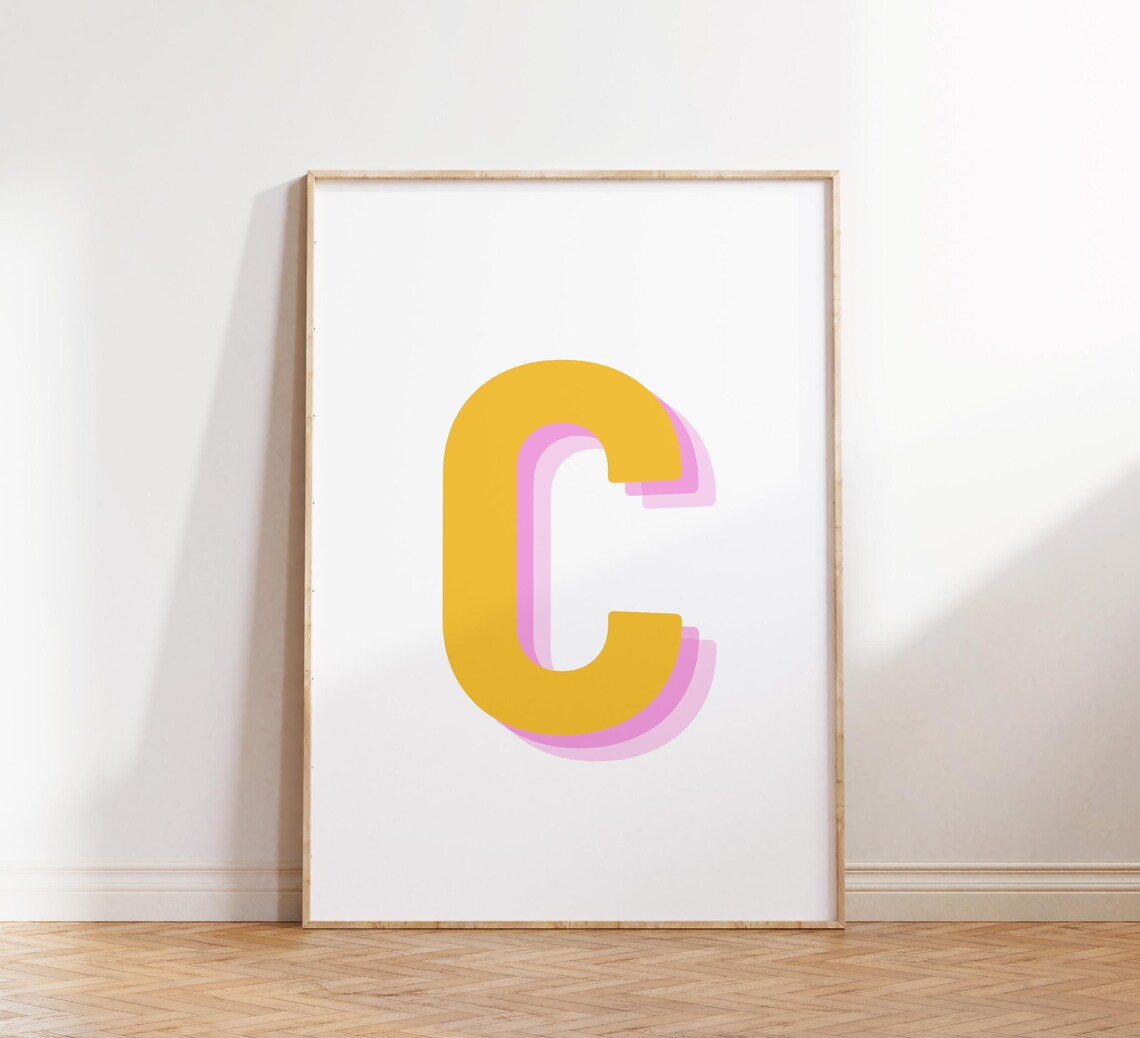 Retro 3D Letter C, Monogram Alphabet Poster - Image 3