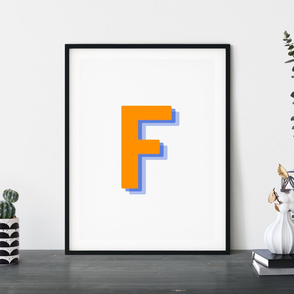 Retro 3D Letter F Monogram, Baby Letter Art - Image 5