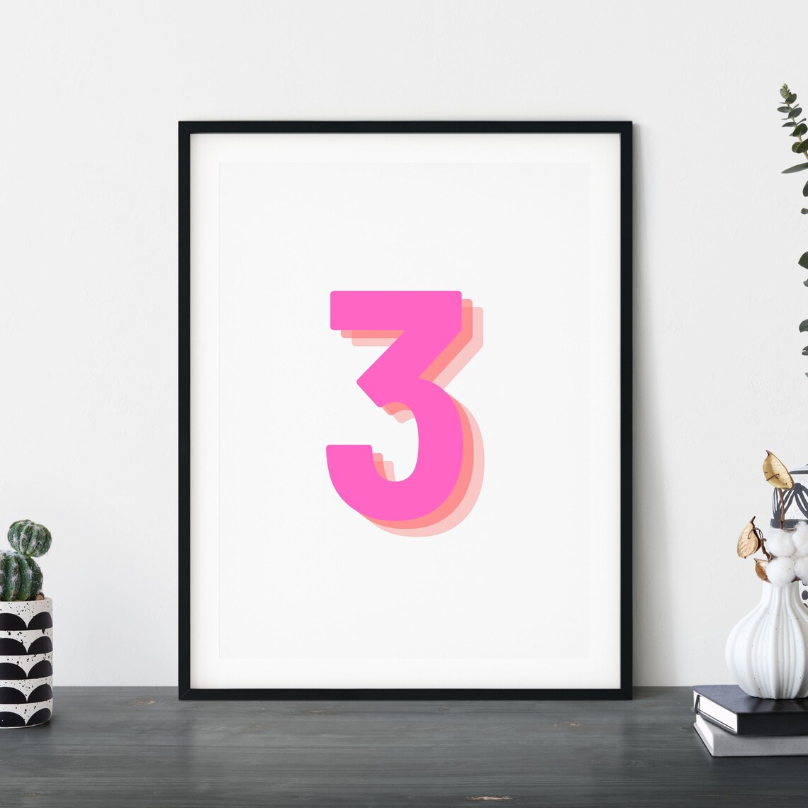 Retro 3D Number 3 Art Print, Monogram Birthday Age - Image 5