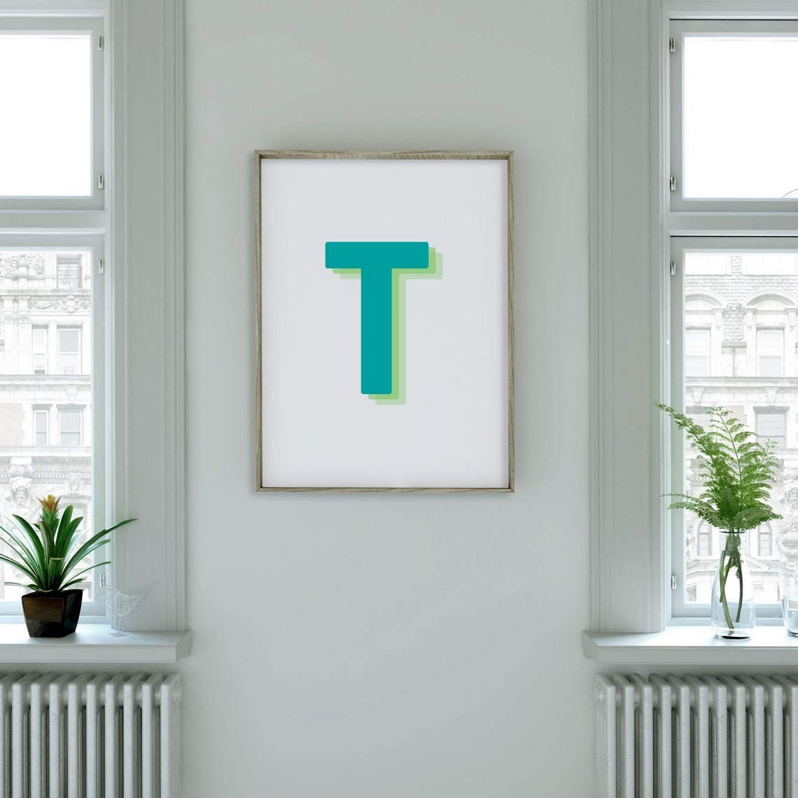 Retro 3D T Letter Monogram Art Print - Image 2