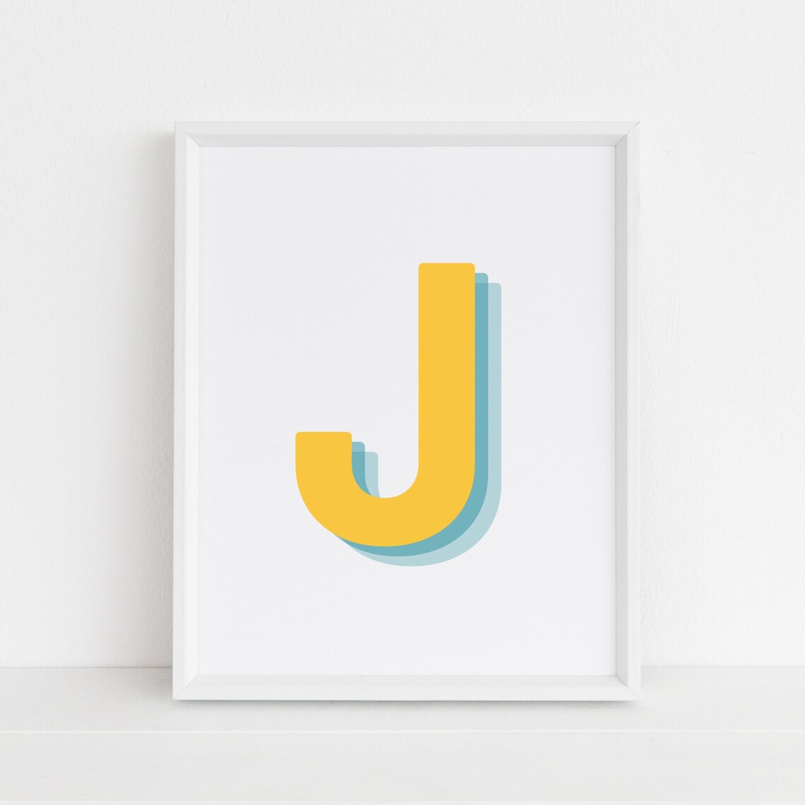 Retro 3D J Letter Monogram Alphabet Print