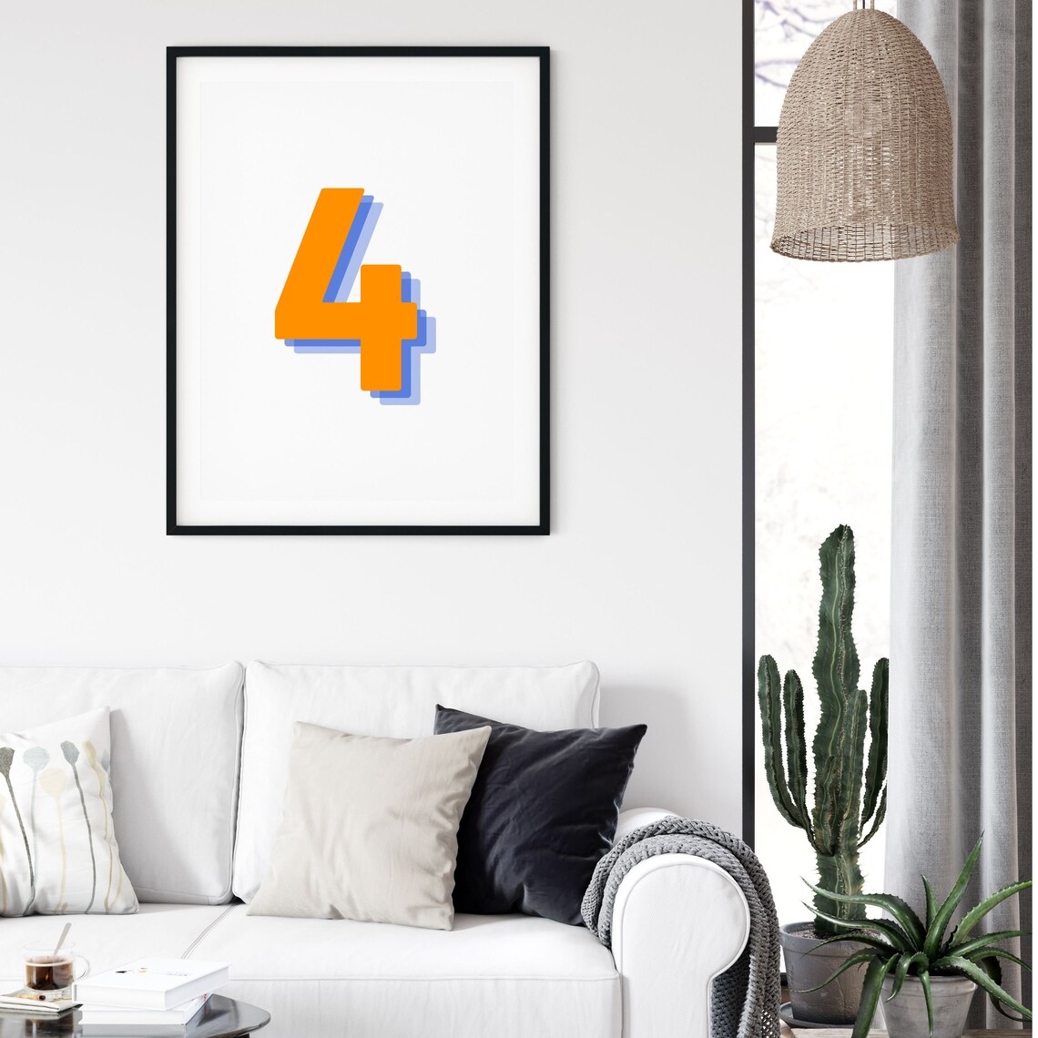 Retro 3D Number 4 Poster, Birthday Age Print - Image 3