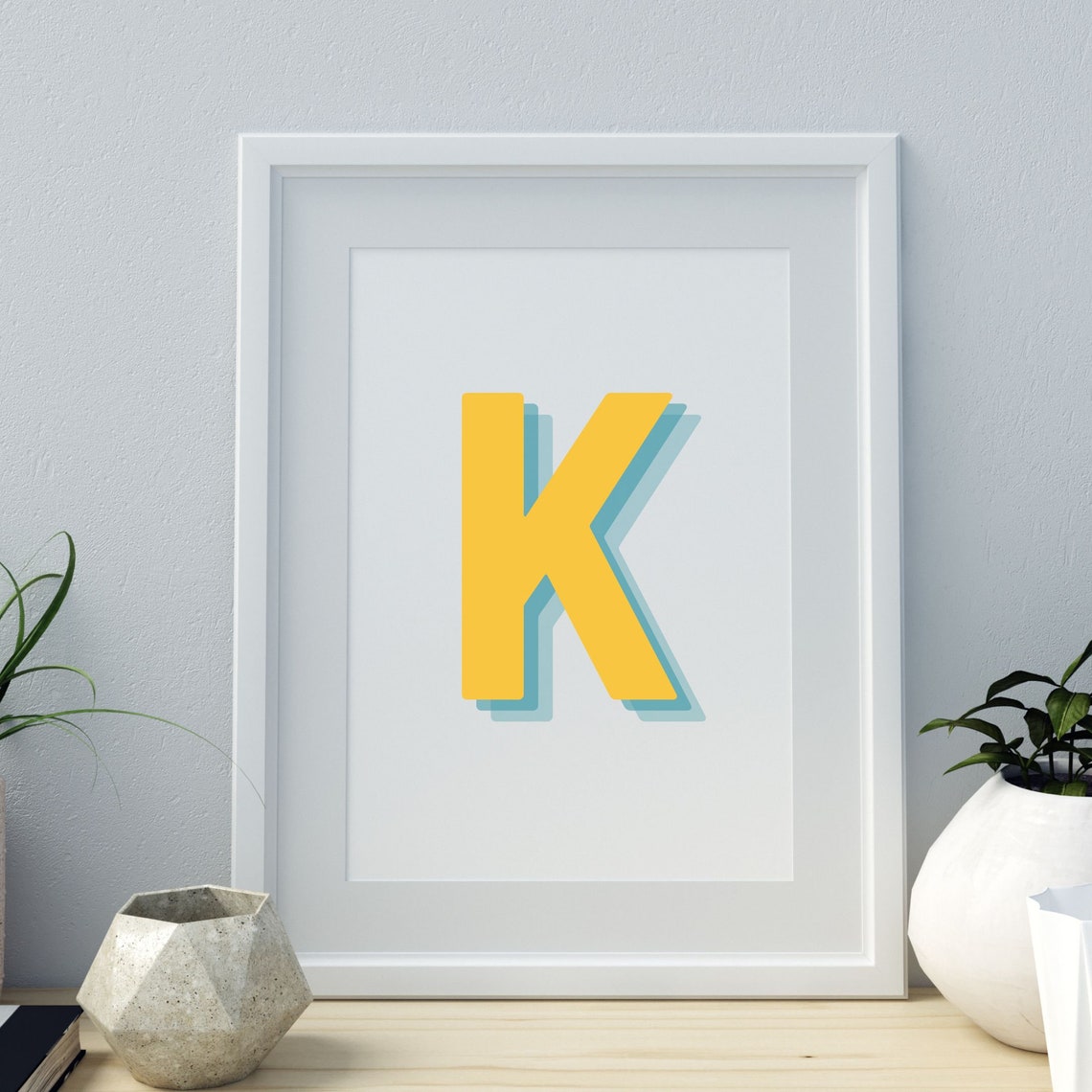 Retro 3D K Letter Art Print, Monogram Print - Image 4