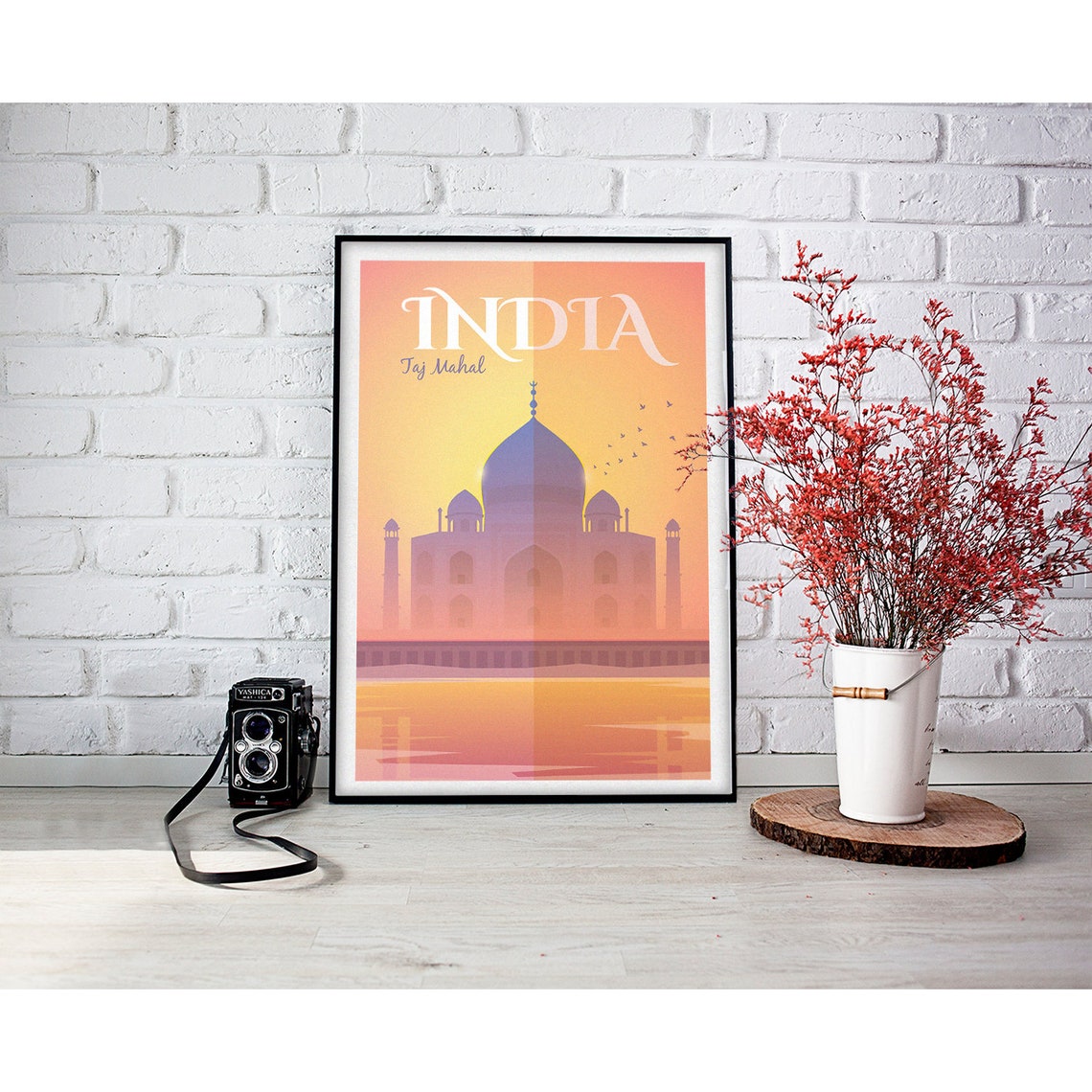 Taj Mahal Poster Vintage Travel Poster Minimalist Art Prints Travel Gifts Travel Art Deco Posters Wall Hangings - Image 2