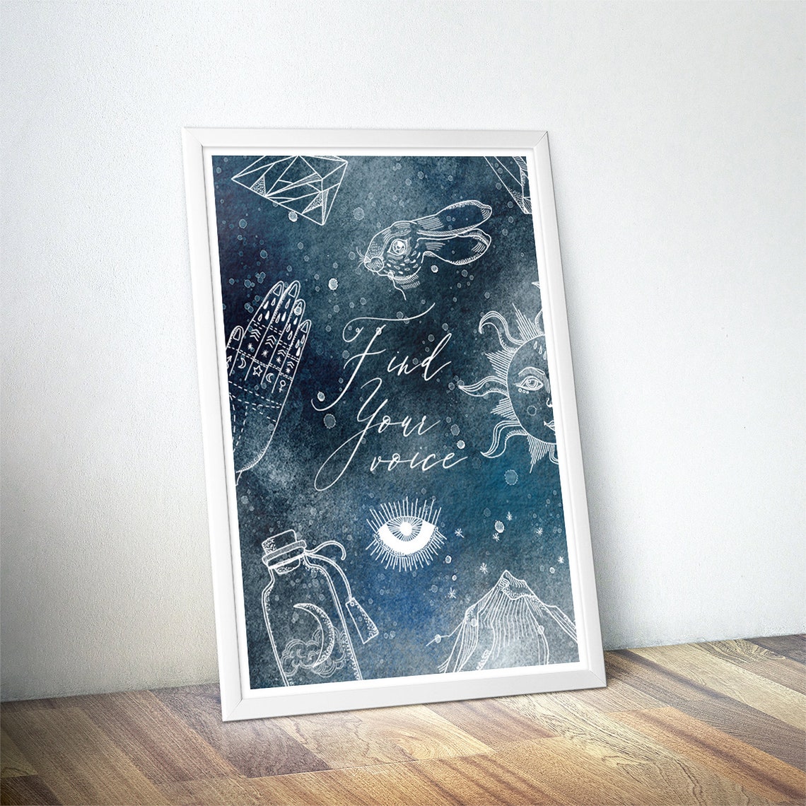 Find Your Voice Celestial Watercolor Astrology Moon Wall Art - Image 4
