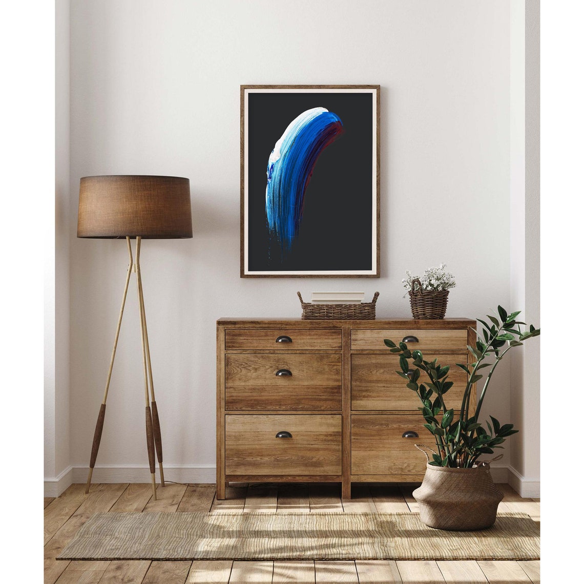 Blue Brush Stroke Sweeping Abstract Minimalist Modern Poster - Image 2
