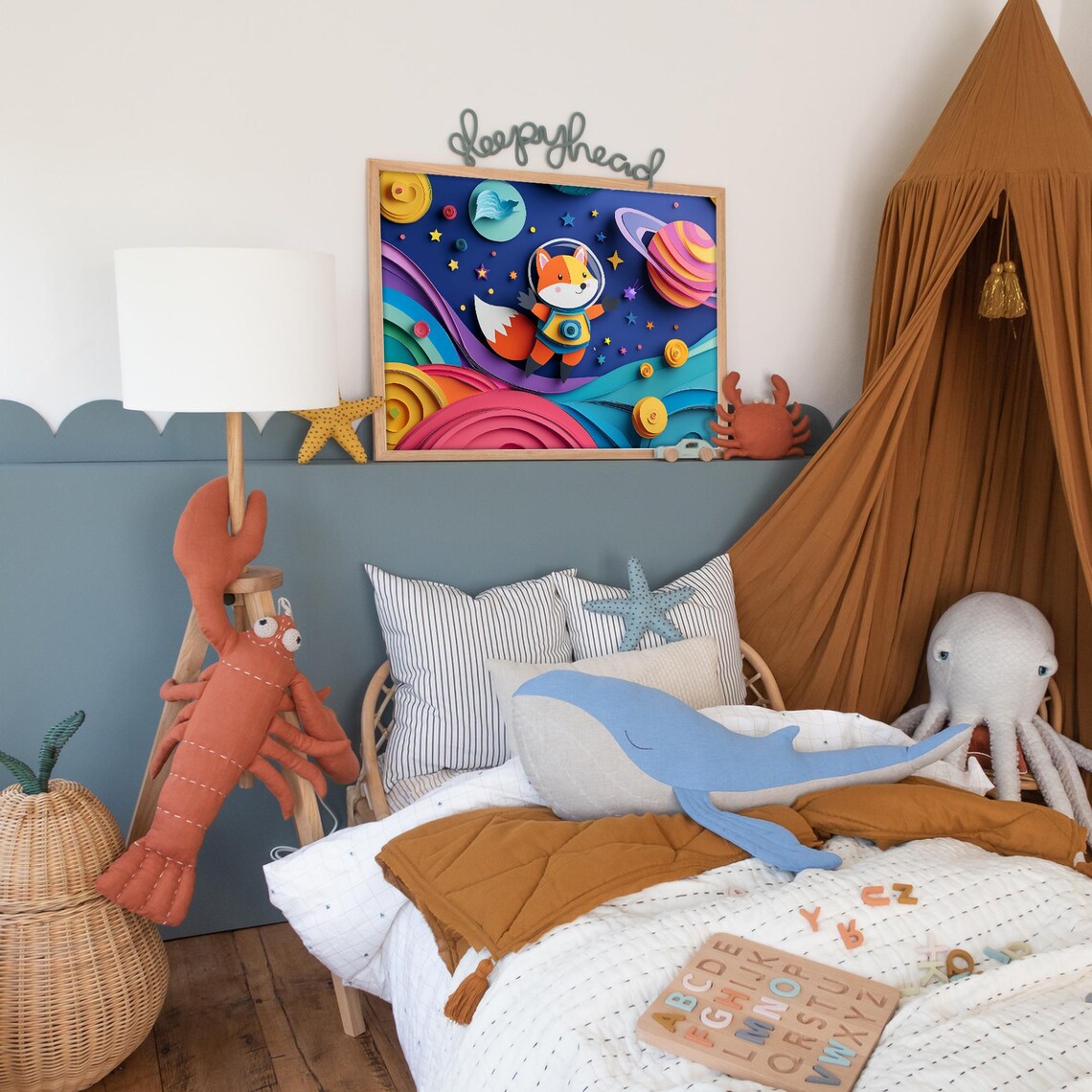 Space Adventure Fox Nursery Art Print, Kids Room Decor - Image 4