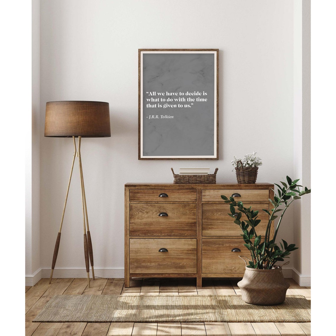 JRR Tolkien Time Quote Gray Marble Minimalist Literary Poster - Image 2