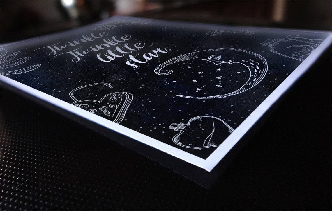 Twinkle Twinkle Little Star Celestial Moon Nursery Room Wall Art - Image 4
