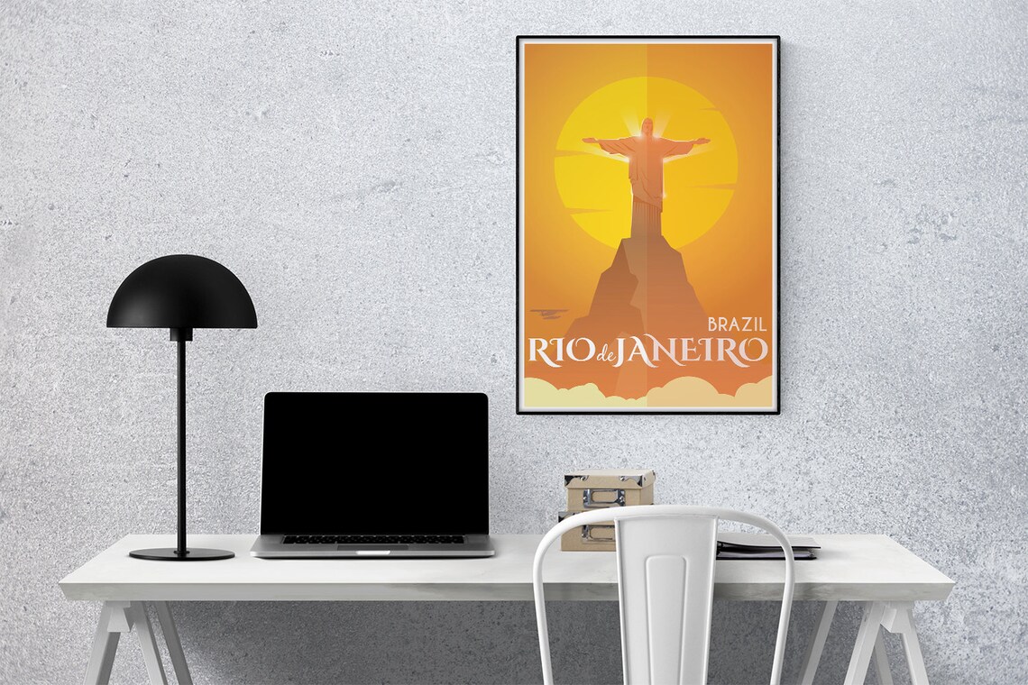 Rio De Janeiro Christ The Redeemer Golden Sunset Travel Wall Art - Image 3