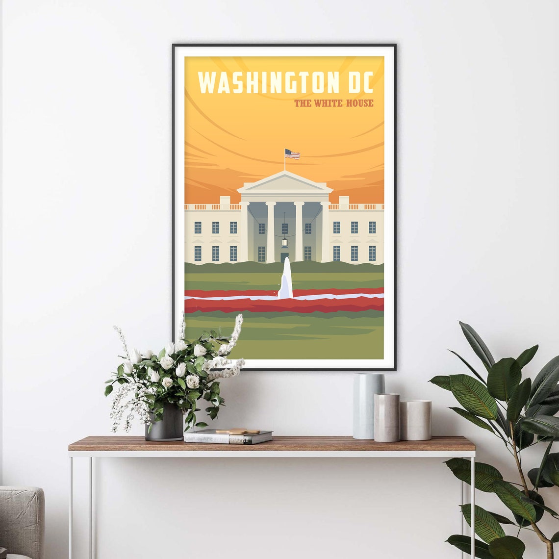 Washington DC The White House Landmark Vintage Retro Travel Poster - Image 2