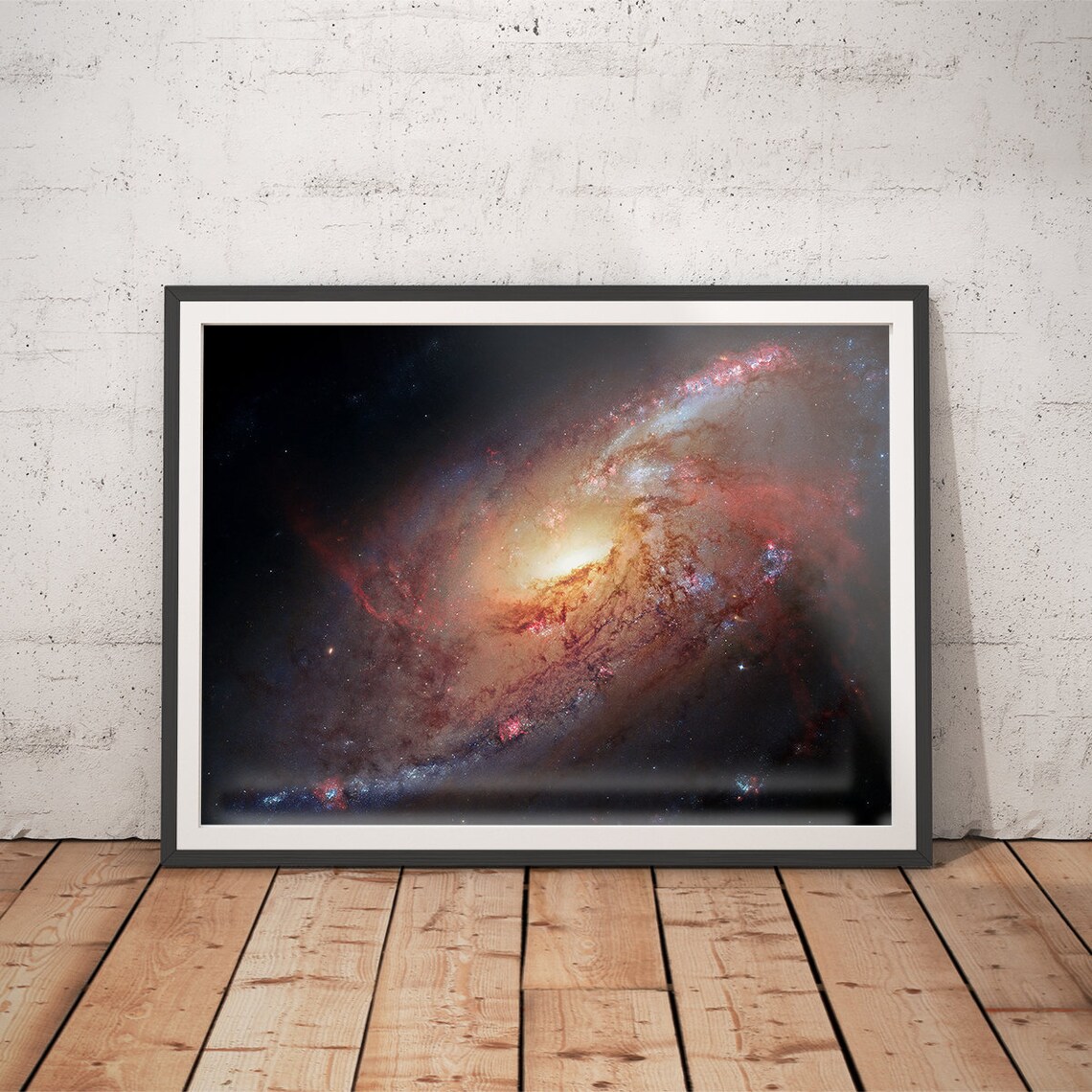 Hubble M106 Galaxy Art Print, Space Decor