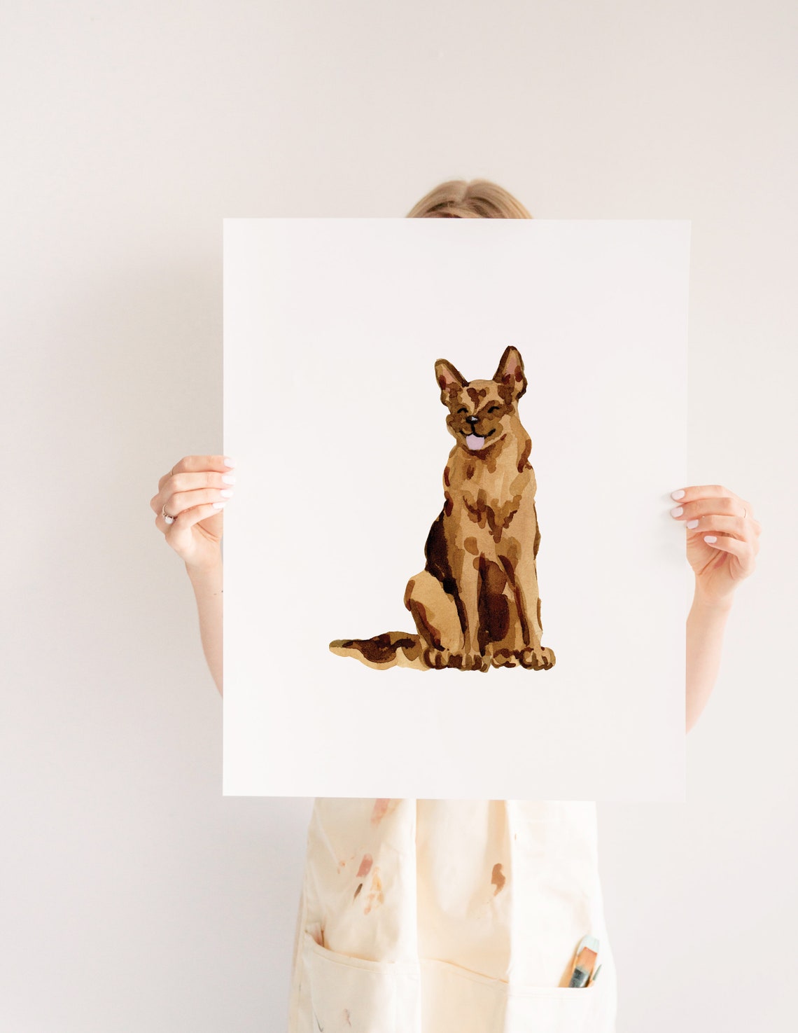 German Shepherd Dog Personalized Name Watercolor Pet Portrait Poster - Image 3