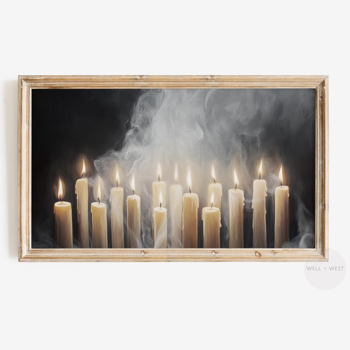 Dark Moody Lit Candles Gothic Smoke Halloween Mantel Art Poster