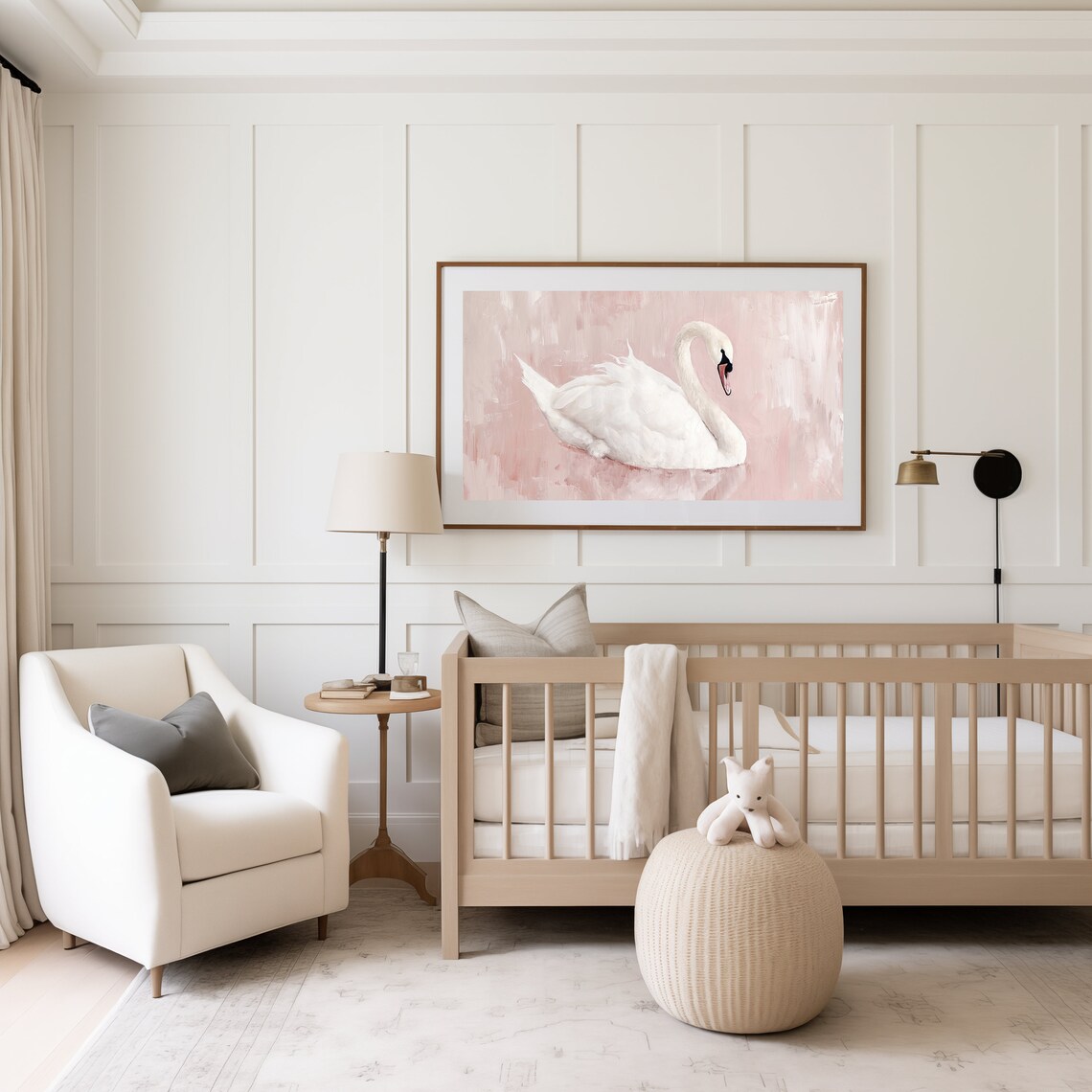White Swan Vintage Style Spring Art Print - Image 3