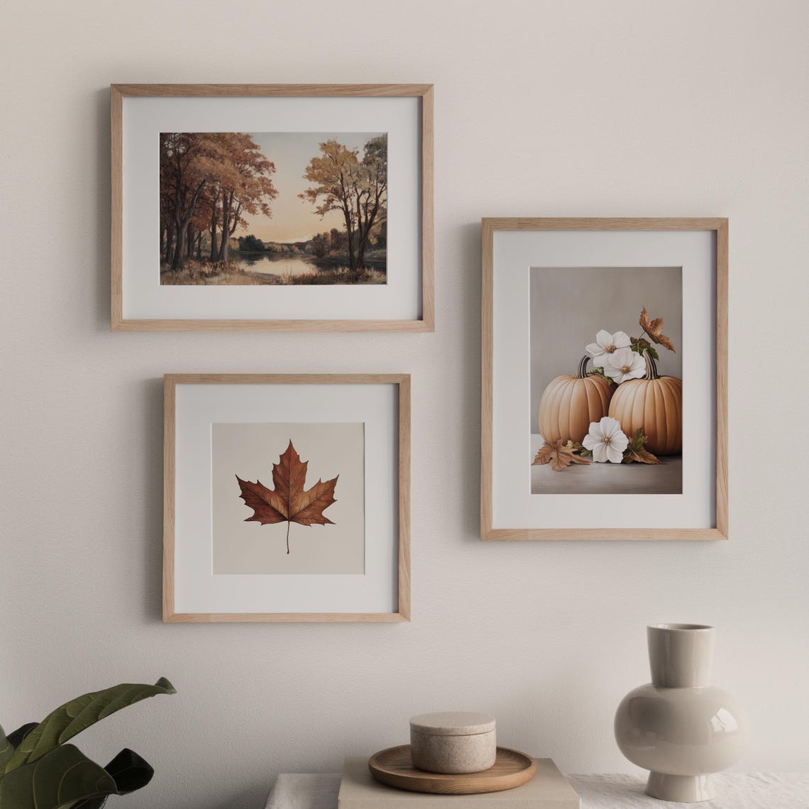 Pumpkins With White Flowers Autumn Still Life Vintage Art Print - Image 2
