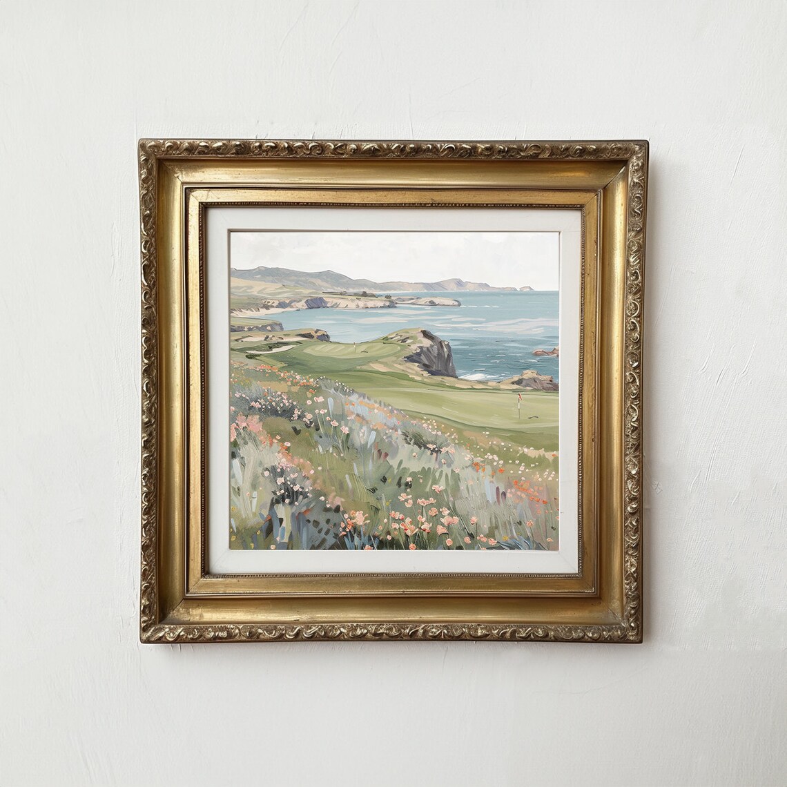 Golf Course Oil Painting, Spring Wildflowers Landscape - Image 2