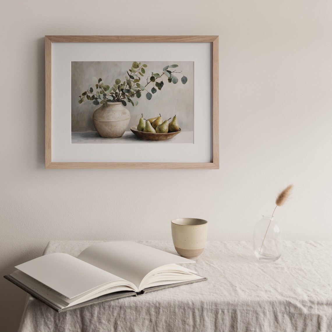 Spring Eucalyptus and Pears Vintage Still Life Art Print - Image 3