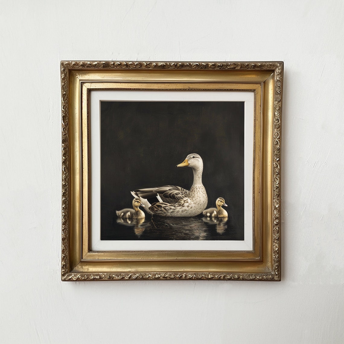 Duck Ducklings Dark Water Vintage Rustic Farmhouse Bird Art Poster - Image 2
