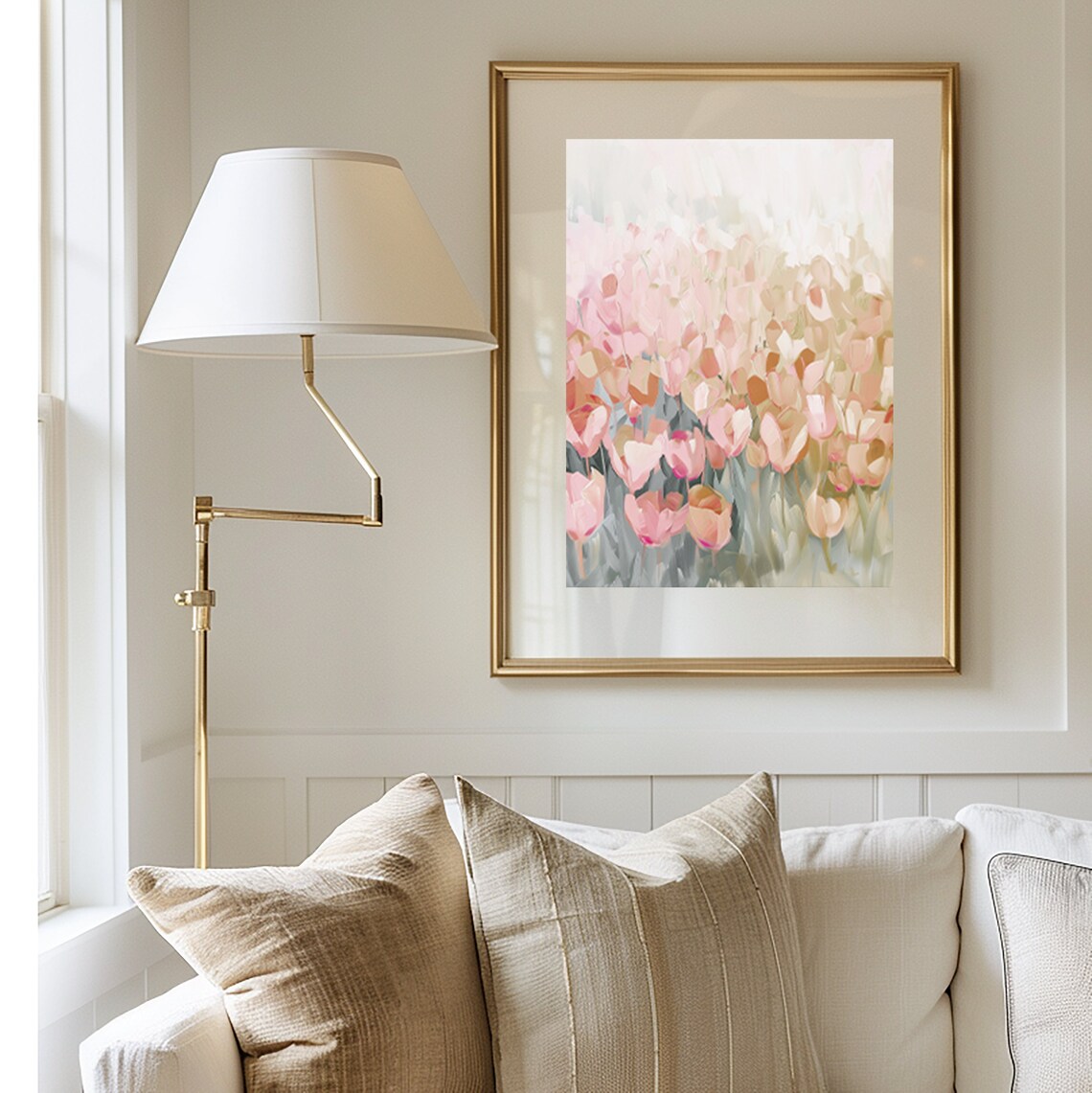 Abstract Spring Flowers Art Print, Pink Nursery Decor - Image 3