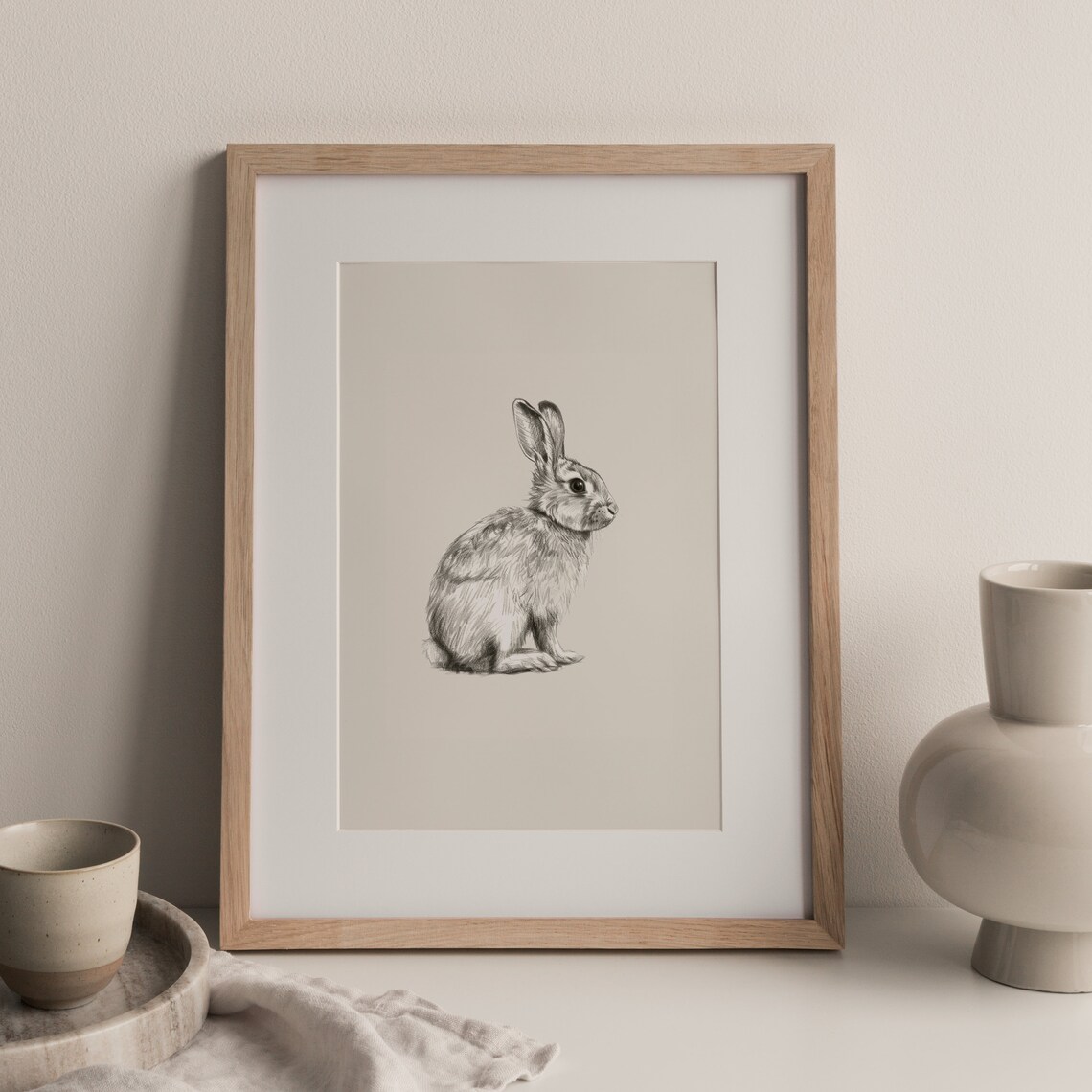 Vintage Easter Bunny Rabbit Sketch Art Print - Image 3