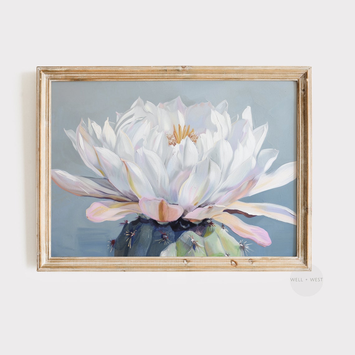 White Cactus Flower Botanical Desert Bloom Vintage Style Art Print