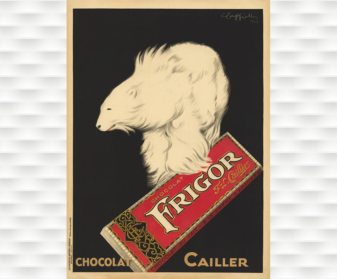 Frigor Chocolat Cappiello 1927 Polar Bear Vintage Chocolate Ad Poster