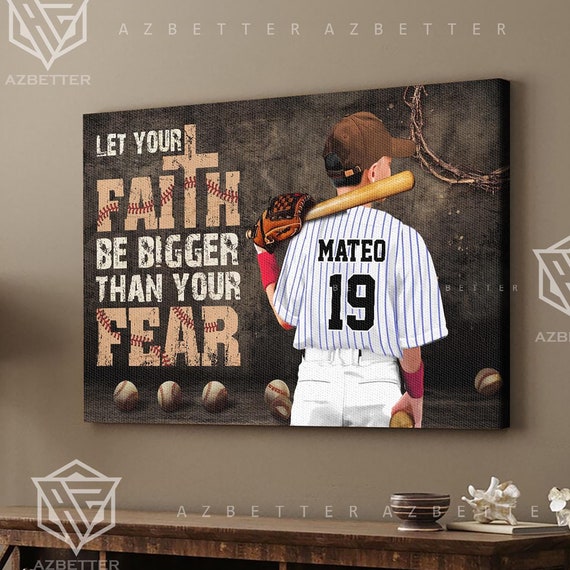 Personalized Baseball Scripture Let Your Faith Be Bigger Than Your Fear Custom Gift For Baseball Player Baseball Birthday Gift