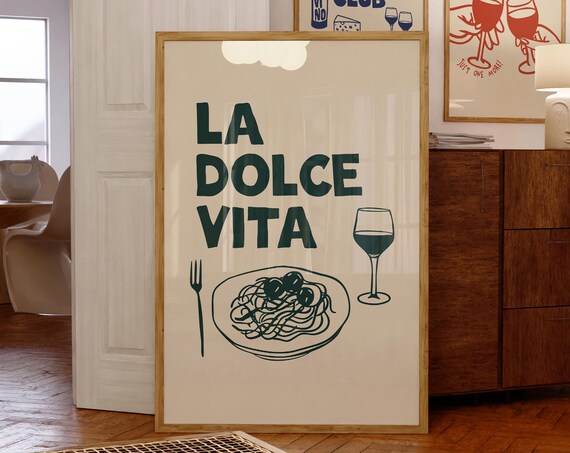 La Dolce Vita Spaghetti Night Italian Retro Kitchen Art Print