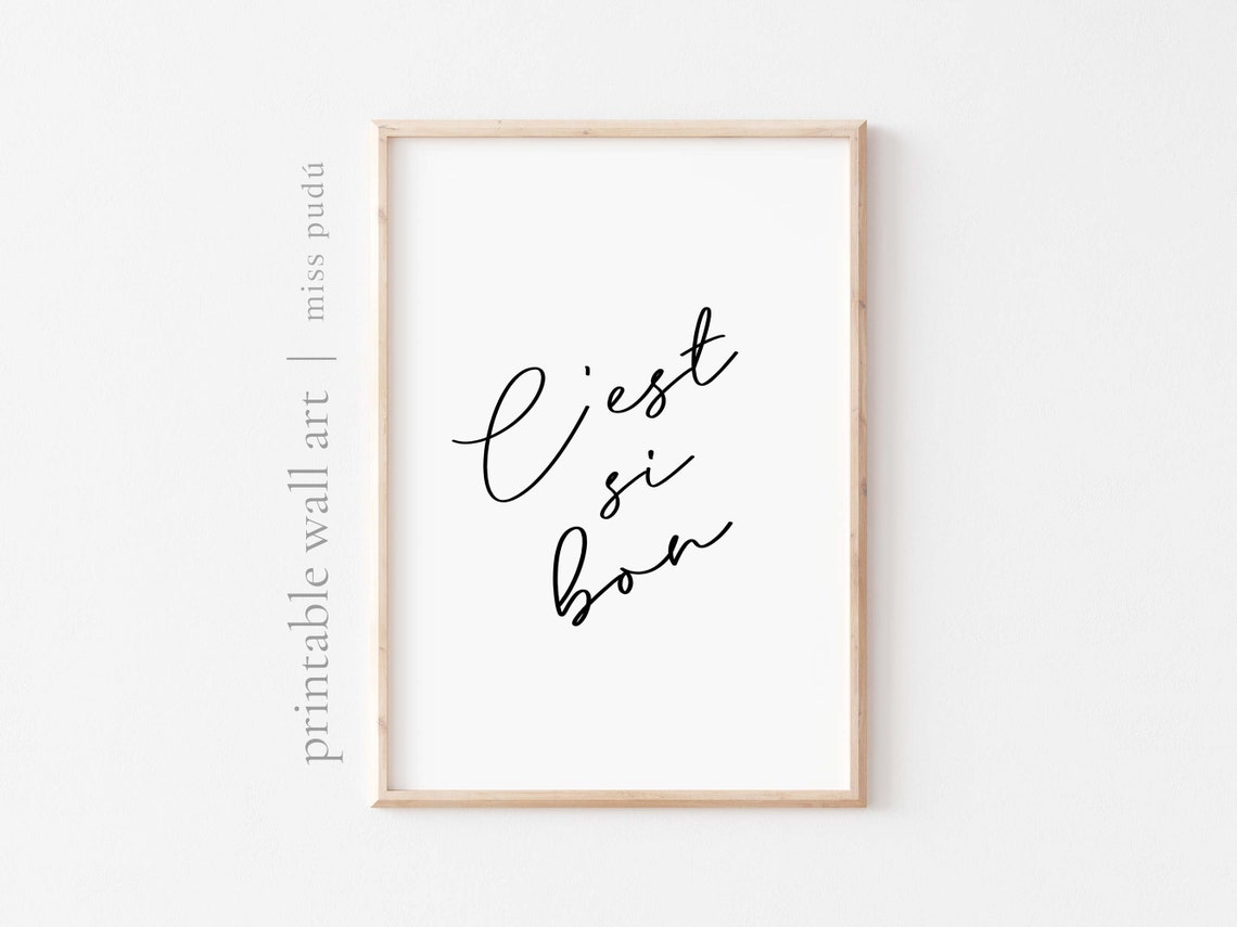 C'Est Si Bon French Chic Calligraphy Minimal Script Wall Art