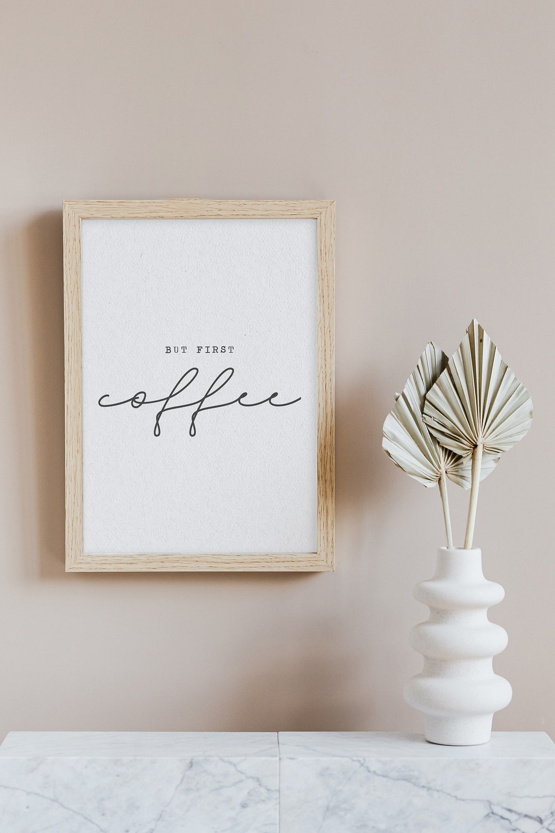 But First Coffee Script Minimalist Kitchen Coffee Lover Gift Wall Art - Image 2